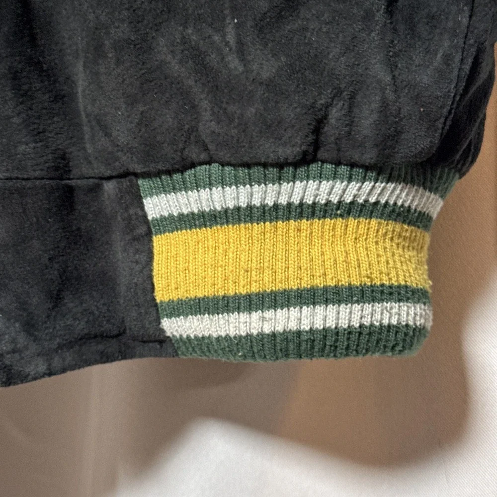 VTG G-III Green Bay Packers Suede Leather Bomber Jacket NFL Licensed Size M 90's